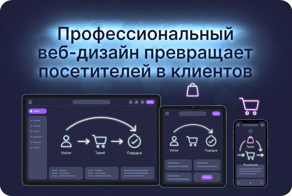 Профессиональный веб-дизайн сайта превращает посетителей в клиентов на смартфоне, планшете и компьютере в 2026 году