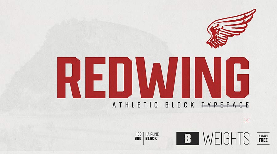 Redwing — бесплатный спортивный шрифт