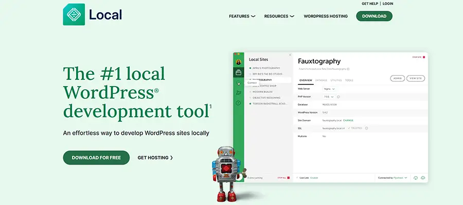 Промежуточное приложение LocalWP