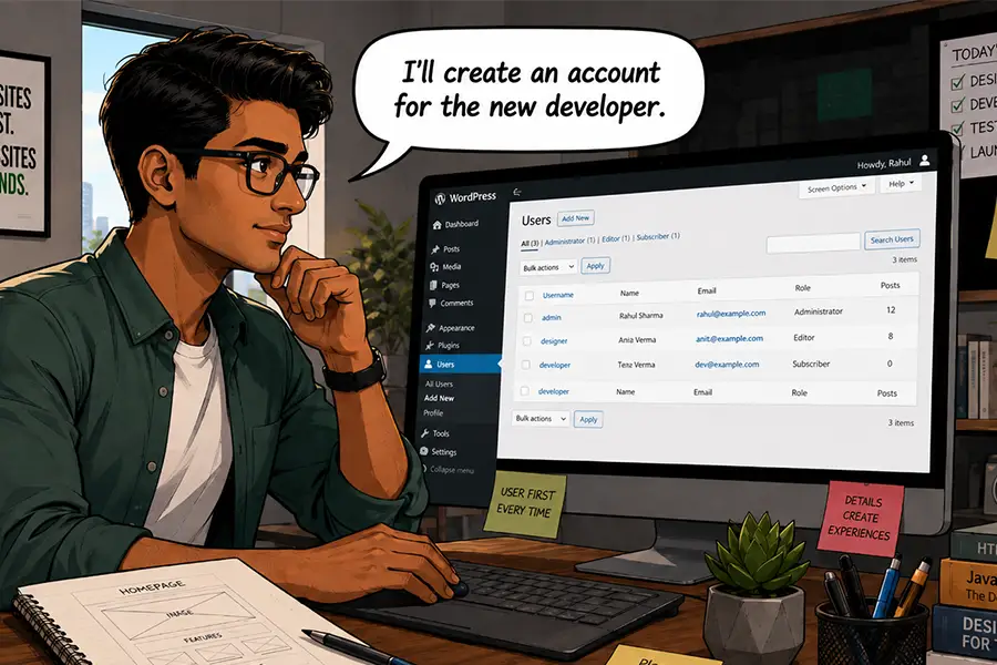 Не сообщайте свои учетные данные никому, даже новым разработчикам! Вместо этого создайте отдельную учетную запись.